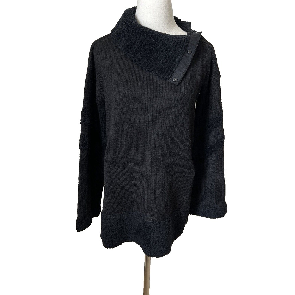 Smartwool Womens Funnel neck Sweater Sz Medium Lodge Black Wool Blend SW016478